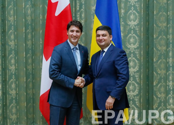 Премьер-министр Канады Джастин Трюдо на встрече с Владимиром Гройсманом